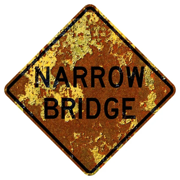 Paslı Amerikan Yol Tabelası Dar Köprü — Stok fotoğraf