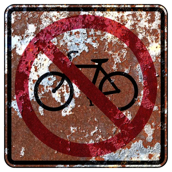 Antiguo Signo Tráfico Americano Oxidado Hay Bicicletas —  Fotos de Stock