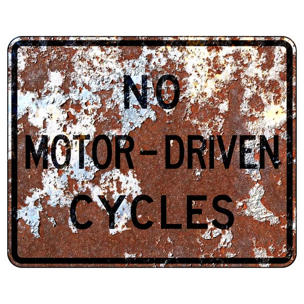 Old Rusty American Road Sign Motor Driven Cycles Motorcycles — Stock Photo, Image