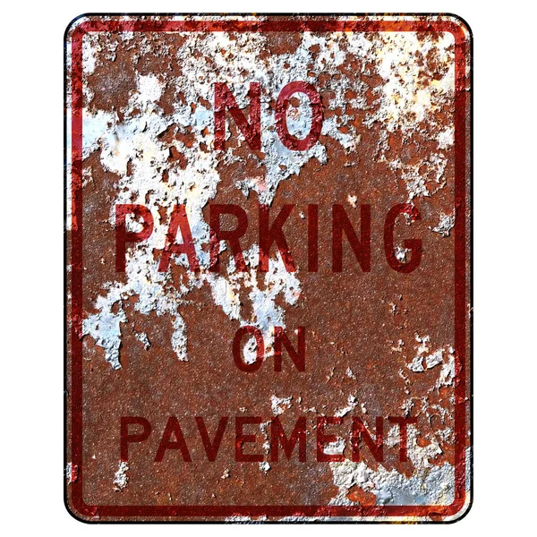 Старый Ржавый Американский Дорожный Знак Парковки Тротуаре — стоковое фото