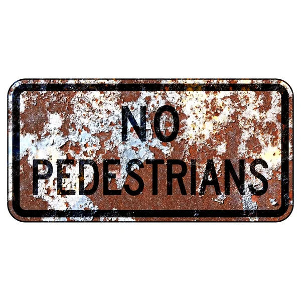 Старый Ржавый Американский Дорожный Знак Пешеходов — стоковое фото