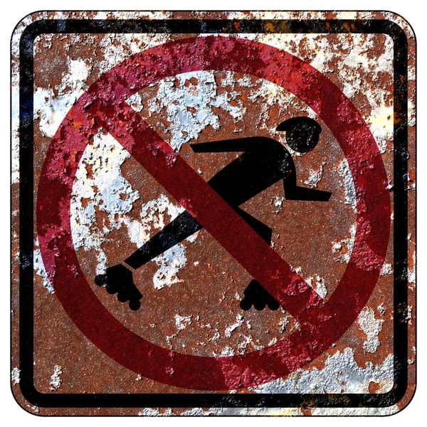 Old Rusty American Road Sign Rollerblading — Stock Photo, Image