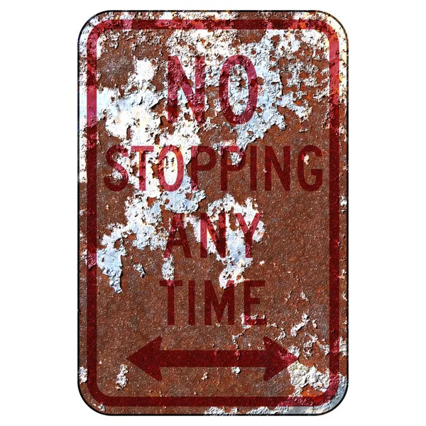 Old Rusty American Road Sign Stopping Any Time New York — Stock Photo, Image
