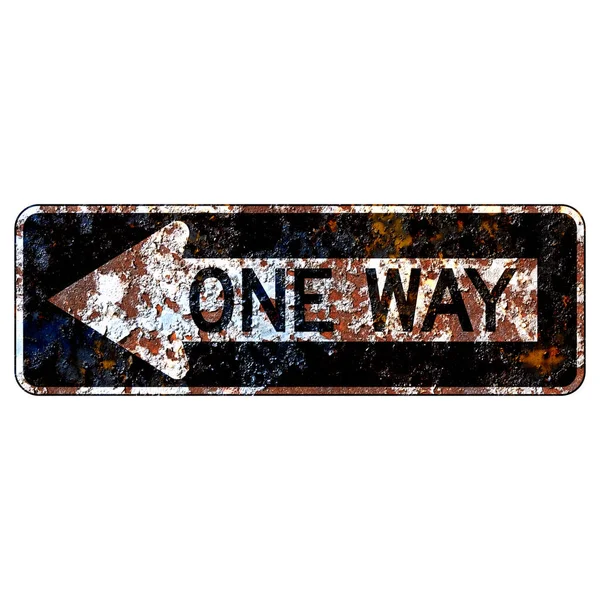 Old Rusty American Road Sign One Way — Stock Photo, Image