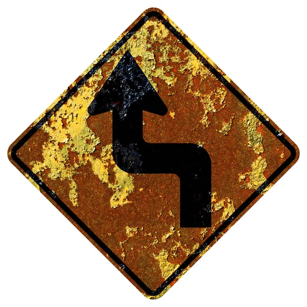 古い錆びたアメリカの道路標識 逆向き — ストック写真