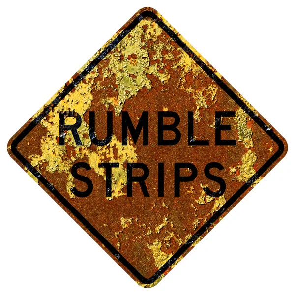 Régi Rozsdás Amerikai Útjelző Tábla Rumble Strips New York Állam — Stock Fotó