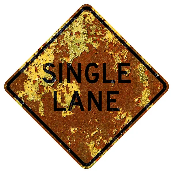 Velho Ferrugento Sinal Estrada Americano Single Lane New York State — Fotografia de Stock