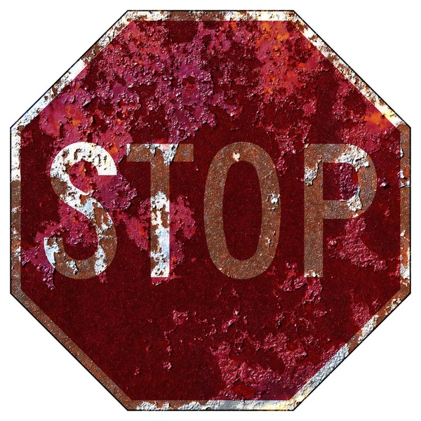 Παλιά Σκουριασμένη Αμερικανική Οδική Πινακίδα Standard Stop Sign — Φωτογραφία Αρχείου