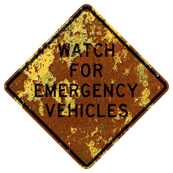 Velho Sinal Estrada Americana Enferrujado Texas Sinal Veículo Emergência Texas — Fotografia de Stock