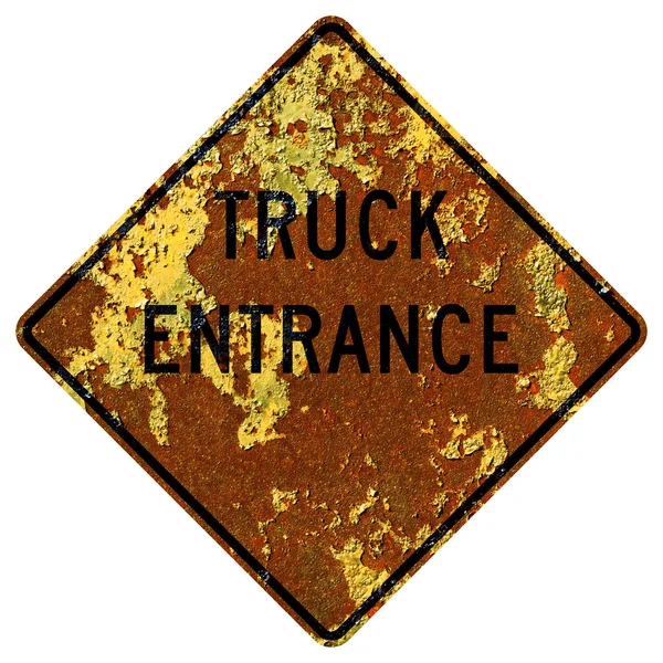 Старий Іржавий Американський Дорожній Знак Їзд Вантажівок Делавер Техас — стокове фото