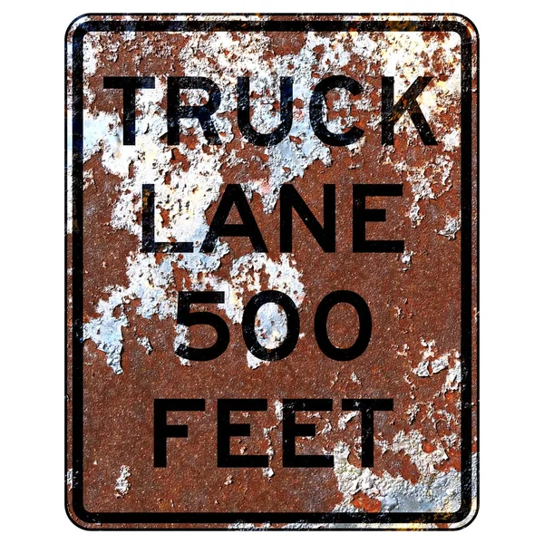 Старий Іржавий Американський Дорожній Знак Смуга Вантажівки 500 Футів — стокове фото