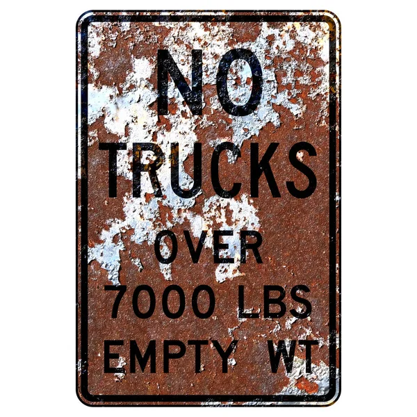 Старый Ржавый Американский Дорожный Знак Ограничение Веса Грузовика — стоковое фото