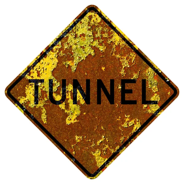 Sinal Estrada Americano Enferrujado Velho Túnel — Fotografia de Stock