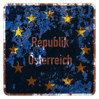 Eski grunge AB yol işareti - Avusturya Cumhuriyeti