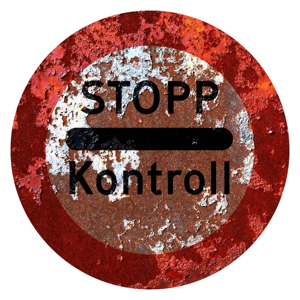 旧グランジEu道路標識チェックポイント制御 ノルウェー ノルウェー Kontroll — ストック写真