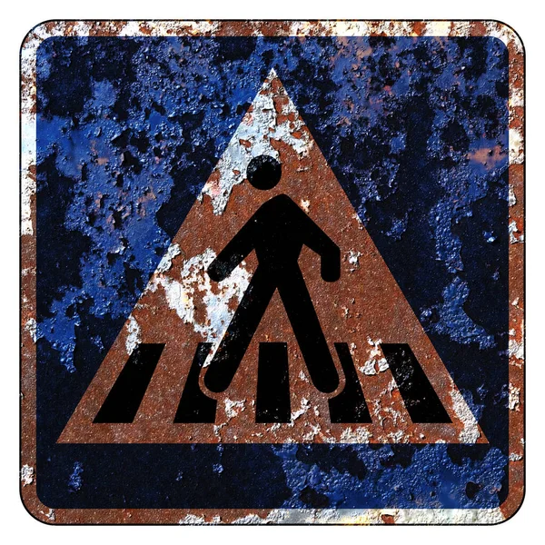 Velho Grunge Signo Rodoviário Regulamentação Especial Passagem Pedestre — Fotografia de Stock