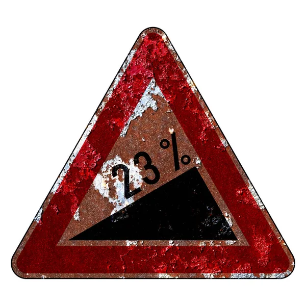 Old Grunge Road Sign Προειδοποίηση Επικίνδυνη Ανάβαση — Φωτογραφία Αρχείου