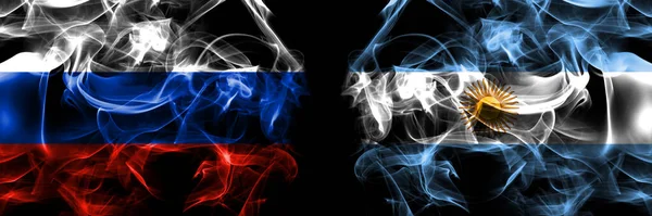 Rusia Rusia Argentina Banderas Argentinas Argentinas Bandera Humo Colocada Lado — Foto de Stock