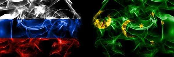 Russie Russie Australie Australie Îles Cocos Drapeaux Drapeau Fumée Placé — Photo