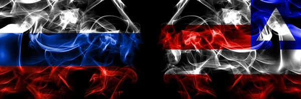 Флаги России России Баии Бразилии Дымовой Флаг Помещен Бок Бок — стоковое фото