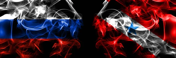 Россия Россия Бразилия Бразилия Пара Флагов Дымовой Флаг Помещен Бок — стоковое фото