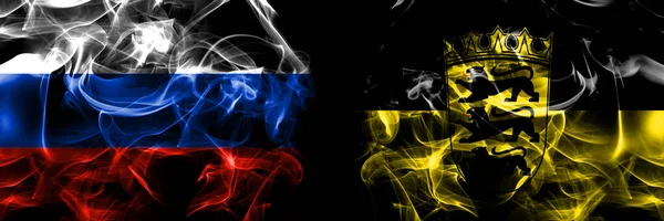 Rússia Rússia Alemanha Baden Wurttemberg Bandeiras Estatais Bandeira Fumaça Colocada — Fotografia de Stock