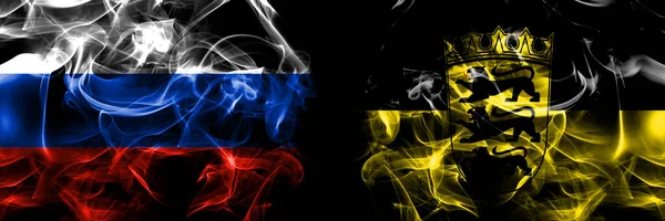 Rusia Rusia Alemania Baden Wurttemberg Banderas Estatales Bandera Humo Colocada — Foto de Stock