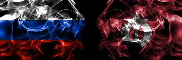 ロシア ロシア対日本 愛知県の旗 黒地に隔絶された煙旗 — ストック写真