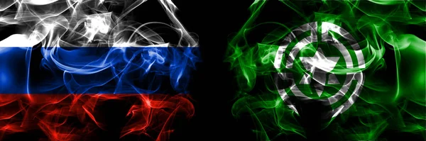 Russia Russian Japan Japanese Haboro Hokkaido Rumoi Subprefecture Flags Smoke — Stock Photo, Image