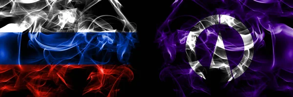 Россия Россия Япония Япония Хаманака Хоккайдо Кусиро Флаг Субпрефектуры Дымовой — стоковое фото