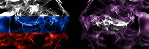 ロシア ロシア対日本 北海道 須県の旗 黒地に隔絶された煙旗 — ストック写真