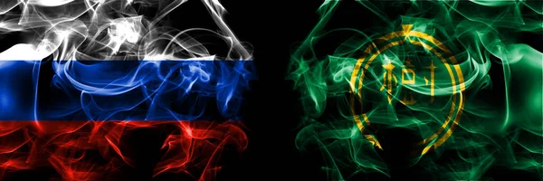 Russia Russian Japan Japanese Taiki Hokkaido Tokachi Subprefecture Flags Smoke — Stock Photo, Image