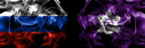 Россия Япония Япония Цукигата Хоккайдо Сорачи Флаг Субпрефектуры Дымовой Флаг — стоковое фото