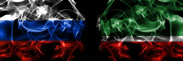 Russia Russian Russia Russian Chechen Republic Flags Smoke Flag Placed — Stock Photo, Image