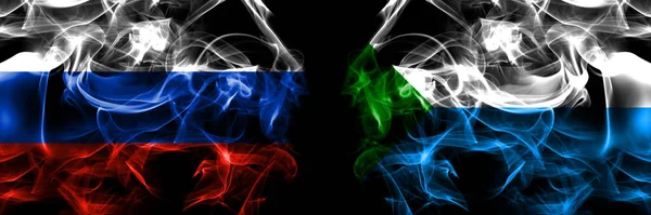 Russia Russian Russia Russian Khabarovsk Krai Flags Smoke Flag Placed — Stock Photo, Image