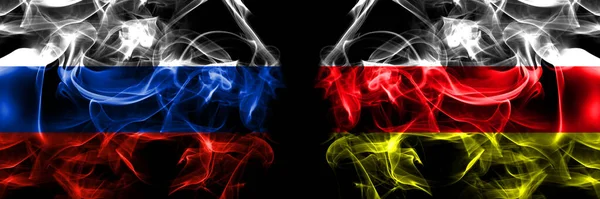 Rusland Rusland Rusland Rusland Noord Ossetië Vlaggen Rookvlag Naast Elkaar — Stockfoto