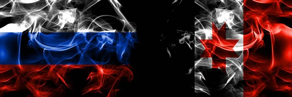 Russia Russian Russia Russian Udmurtia Flags Smoke Flag Placed Side — Stock Photo, Image