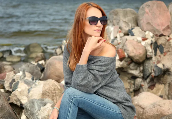 Wandelen op het strand — Stockfoto