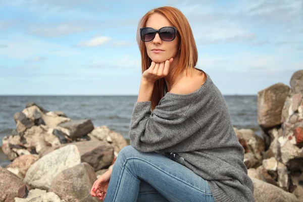 Gå på stranden — Stockfoto