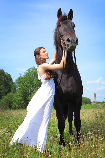 Animal e menina — Fotografia de Stock