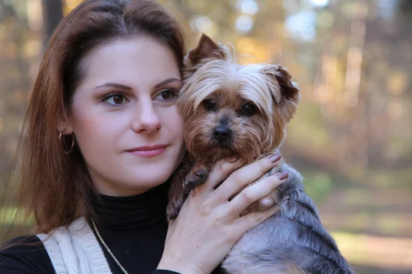 Portrait with dog — Stock Photo, Image