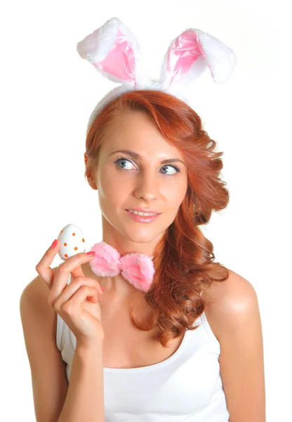 Happy bunny-girl Stockafbeelding