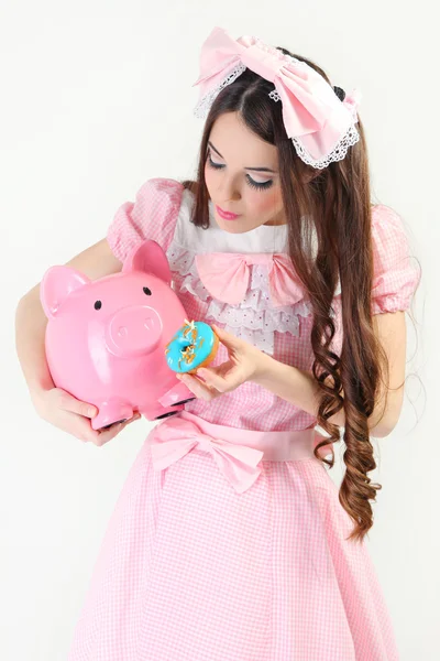 Свинья и пончик — стоковое фото