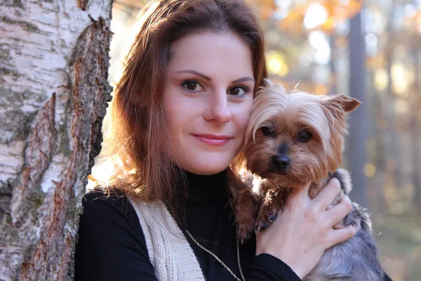 Female with dog — Stock Photo, Image