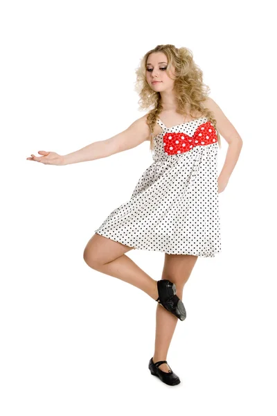 Young blonde girl in dance — Stock Photo, Image