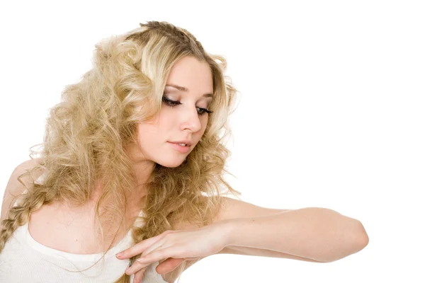 Charming thoughtful young blond girl — Stock Photo, Image