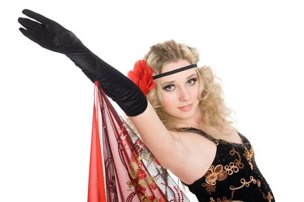 Young girl dancing spanish flamenco. — Stock Photo, Image