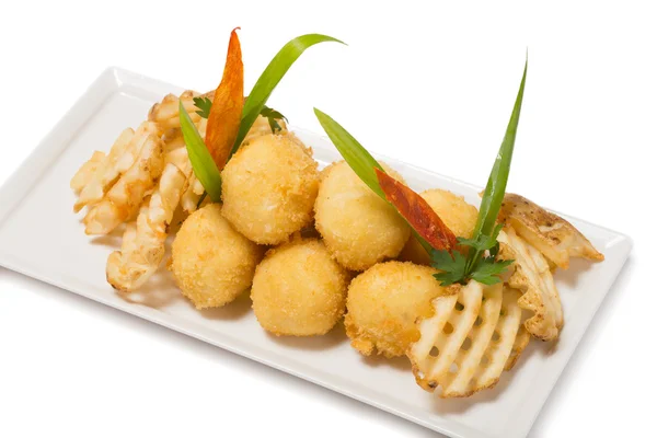 Golden cheese balls with shrimp — Stock Photo, Image