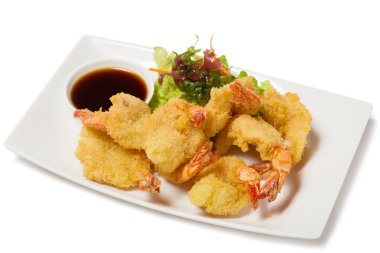 kaplan karides tempura içinde kızarmış