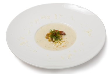 krem çorbası ile somon ve kaplan karides.